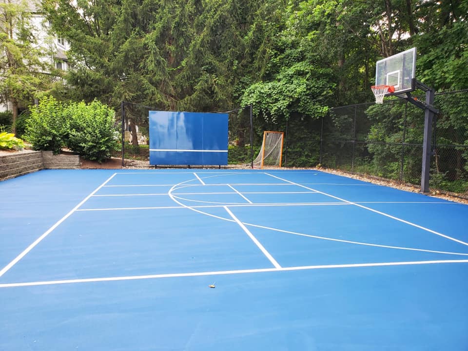 Sơn lại sân bóng rổ - pickleball kinh tế 6 lớp sơn có 10% Hạt Cao Su MIXPSPORTS trên nền nhựa